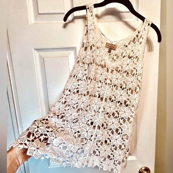 Zara Trafaluc Hand Crochet Lace Tank |Scalloped Hem |Unlined |White Cotton |Sz S - Picture 8 of 13